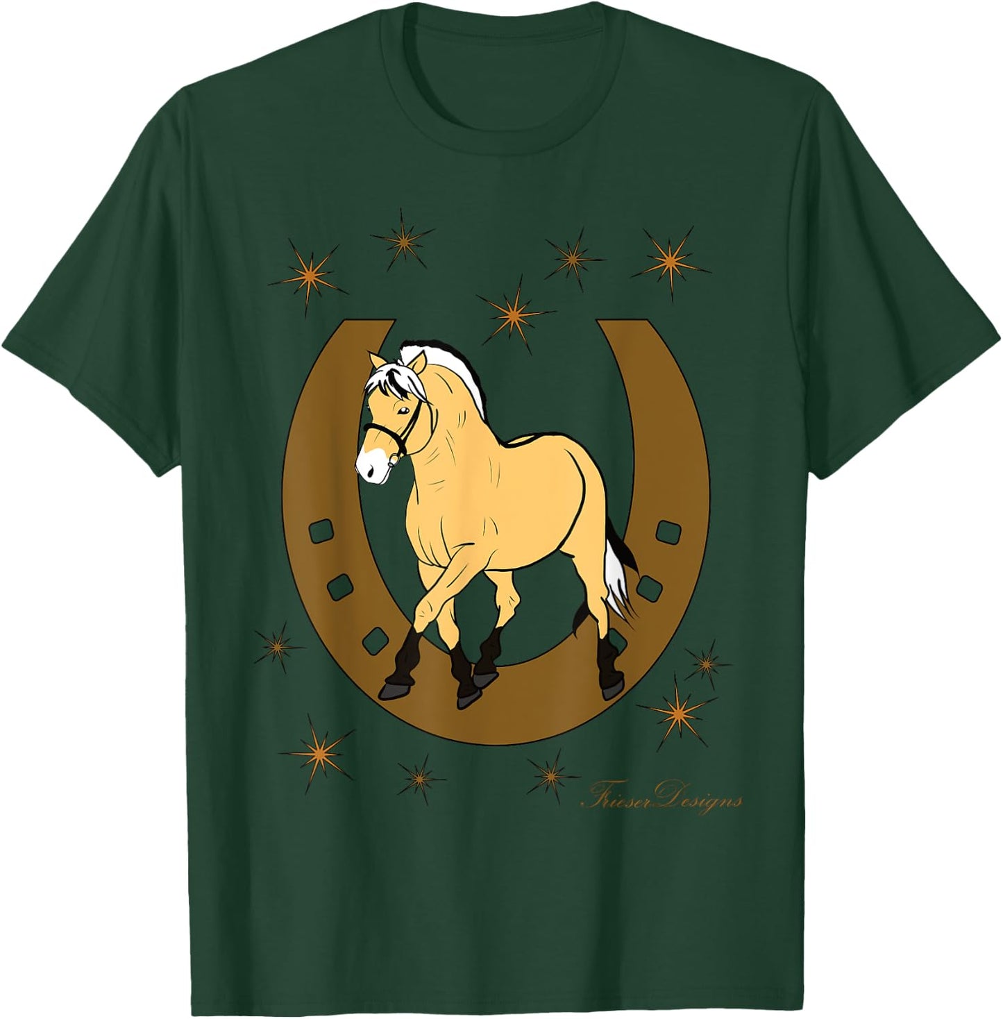 Fjord Horse, Fjord, Fjordi with Horseshoe Pony Fan Cute Horses T-Shirt - T-Shirt | Forest