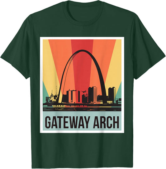 St Louis Vintage Gateway Arch National Park Souvenir T-Shirt - T-Shirt | Forest
