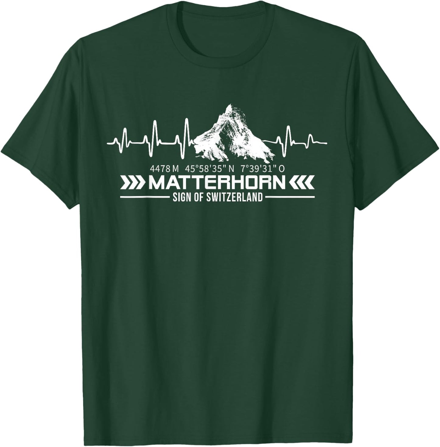 Matterhorn Switzerland Alps Zermatt Hiking Mountains Heartbeat T-Shirt - T-Shirt | Forest