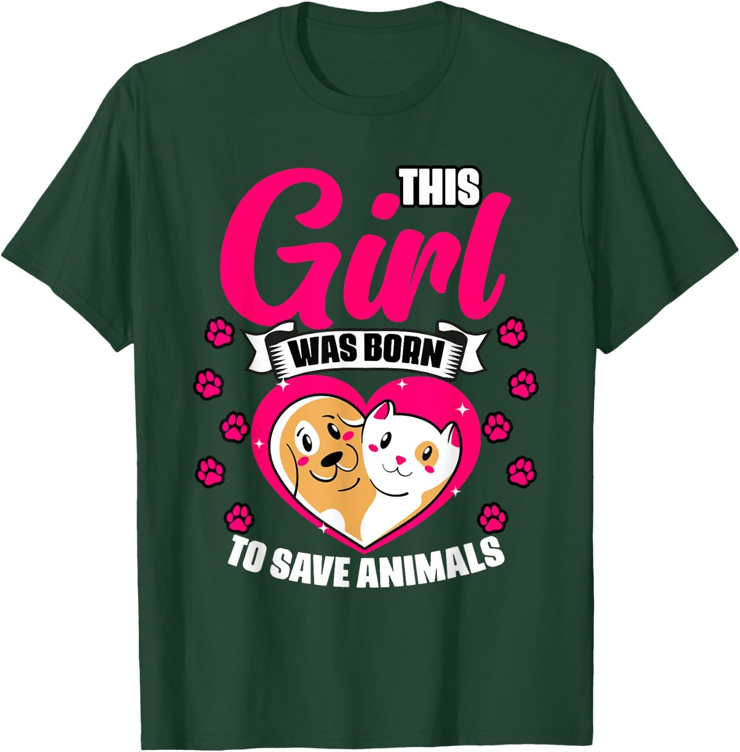 Awesome This Girl Was Born To Save Animals Veterinary Crew T-Shirt - T-Shirt | Forest