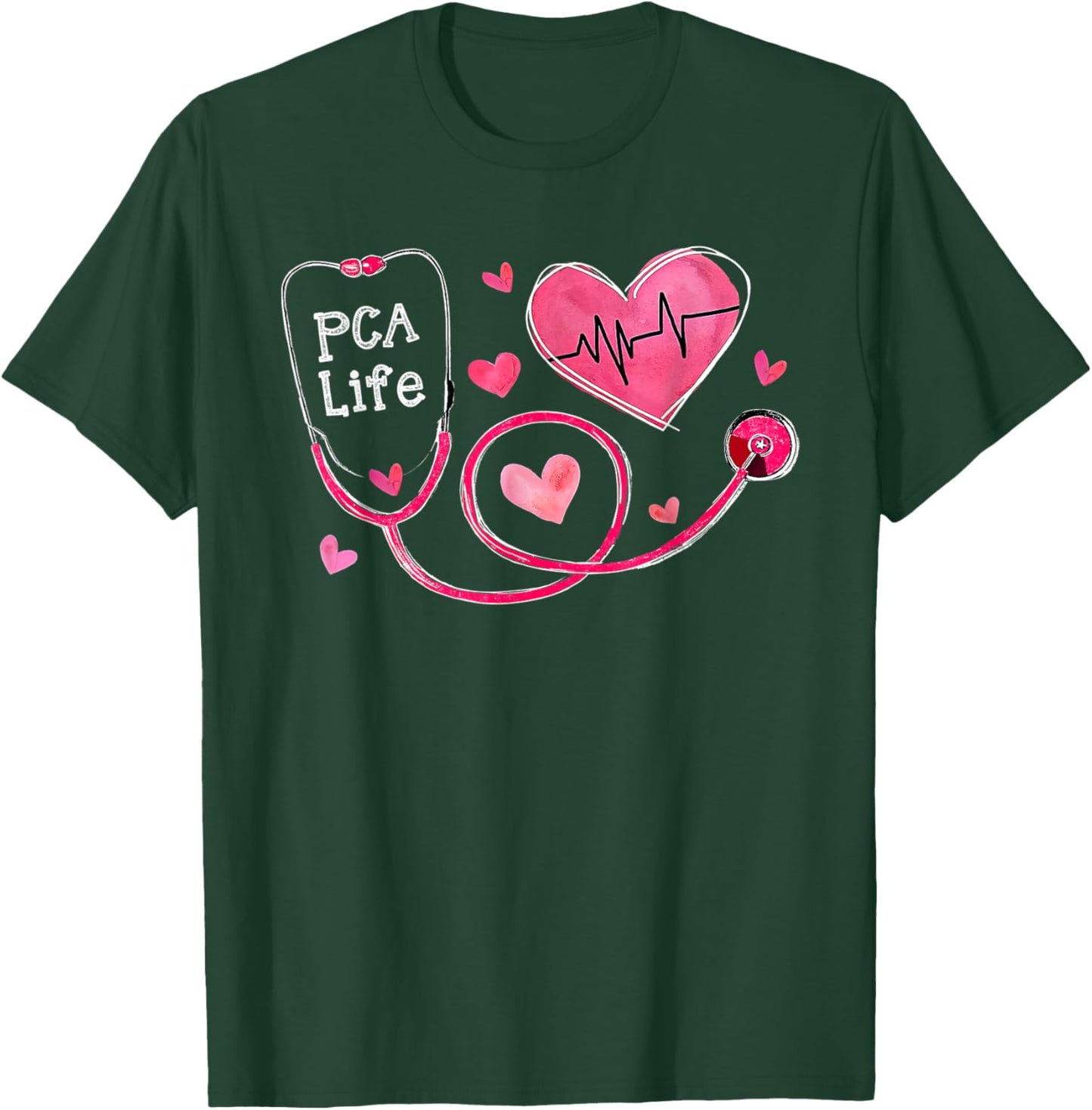 Pca Life Valentine Heart Stethoscope T-Shirt - T-Shirt | Forest