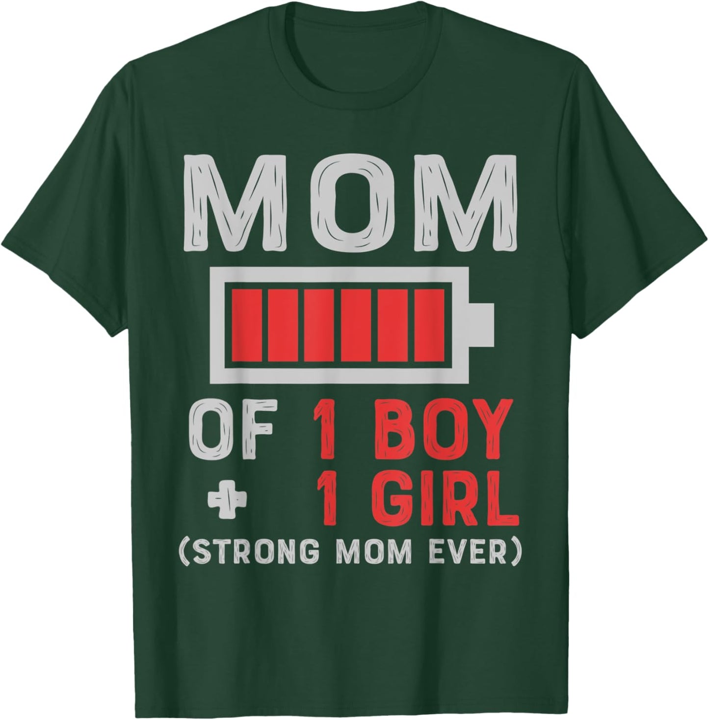 Mom of 1 Boy And 1 Girl Gifts From Son Daughter Mother's Day T-Shirt - T-Shirt | Forest