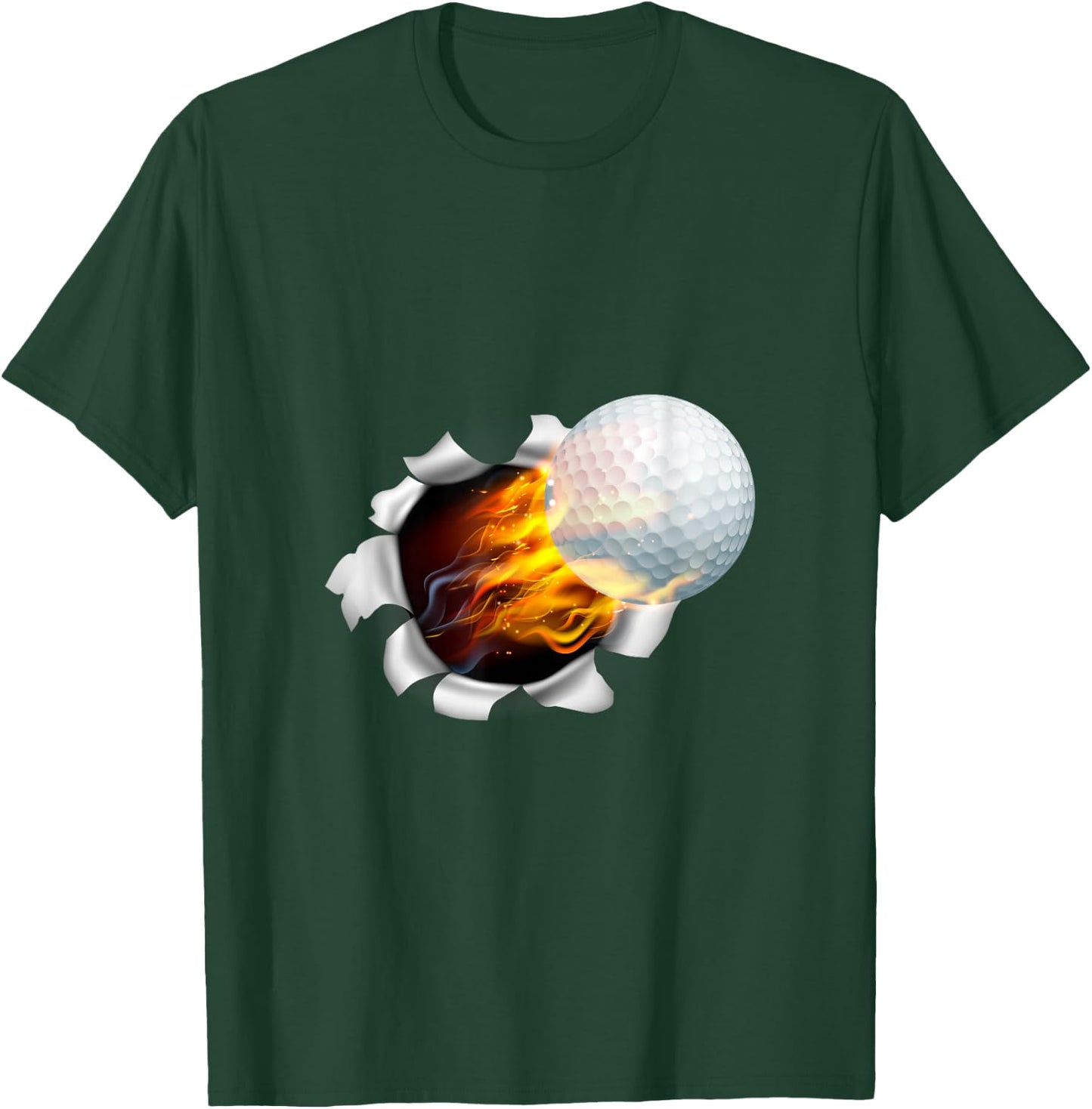 Golf Ball Flame Fire Breaking Background T-Shirt - T-Shirt | Forest