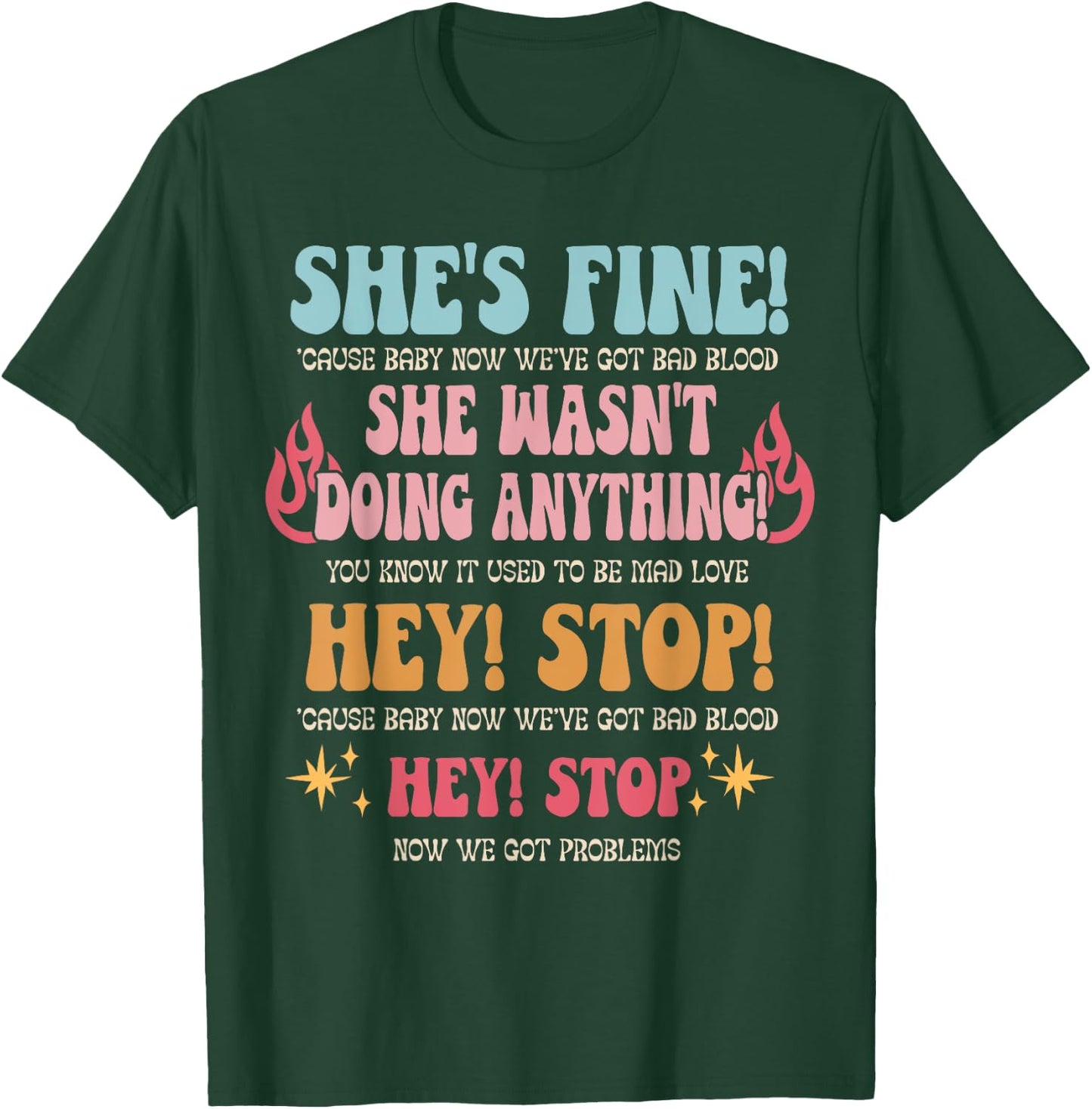 Groovy Retro Music Quotes She Wasn't Doing Anything T-Shirt - T-Shirt | Forest