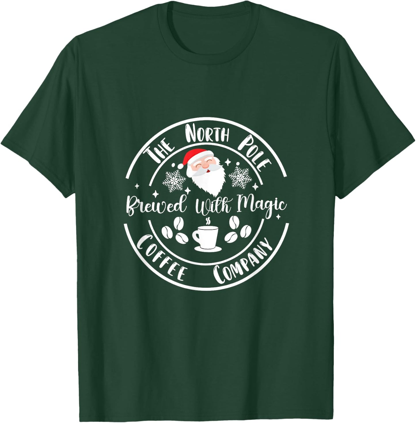 Santa North Pole coffee company brewed with magic Christmas T-Shirt - T-Shirt | Forest