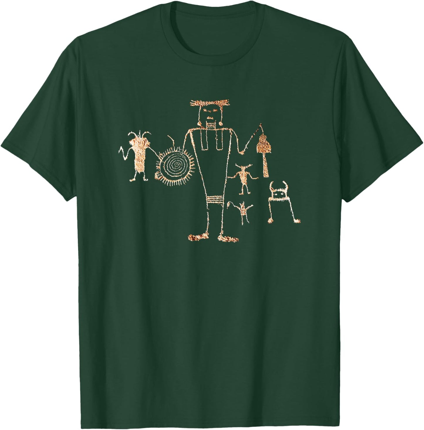 Shaman, Spiral Petroglyph. T-Shirt - T-Shirt | Forest