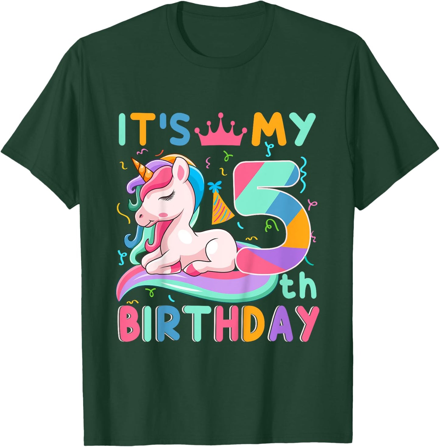 Kids It's My 5th Birthday Unicorn Lover Kid 5 Years Old Birthday T-Shirt - T-Shirt | Forest