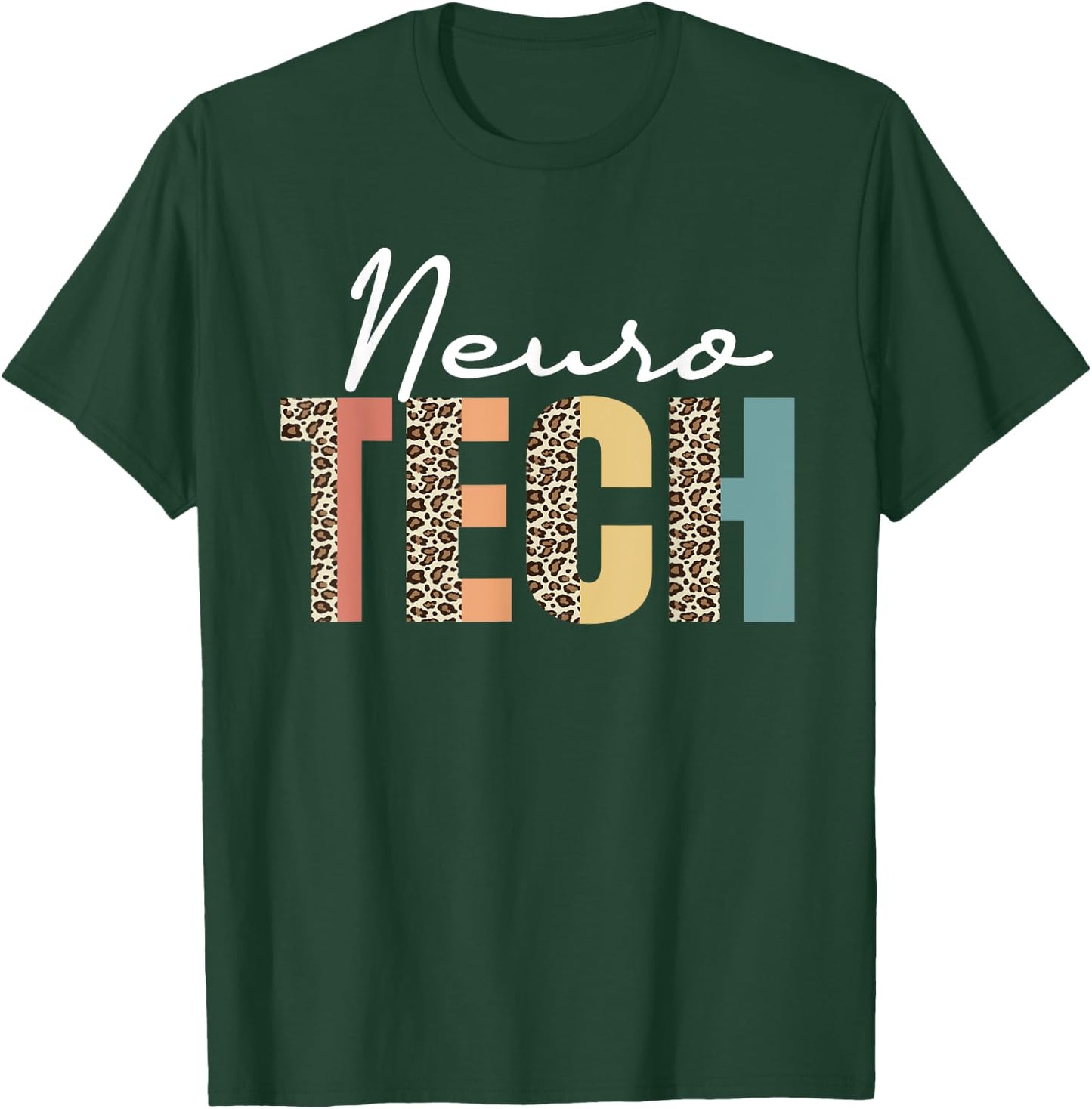 Neuro Tech Leopard Pattern Neurology Nursing EEG Brain Waves T-Shirt - T-Shirt | Forest