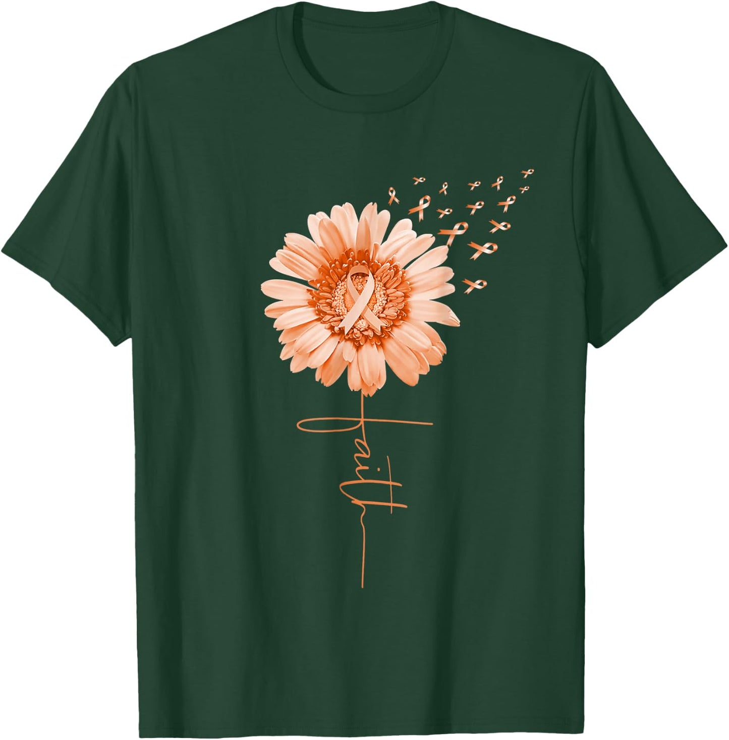 Multiple Sclerosis Faith MS Awareness Sunflower Ribbon Girl T-Shirt - T-Shirt | Forest