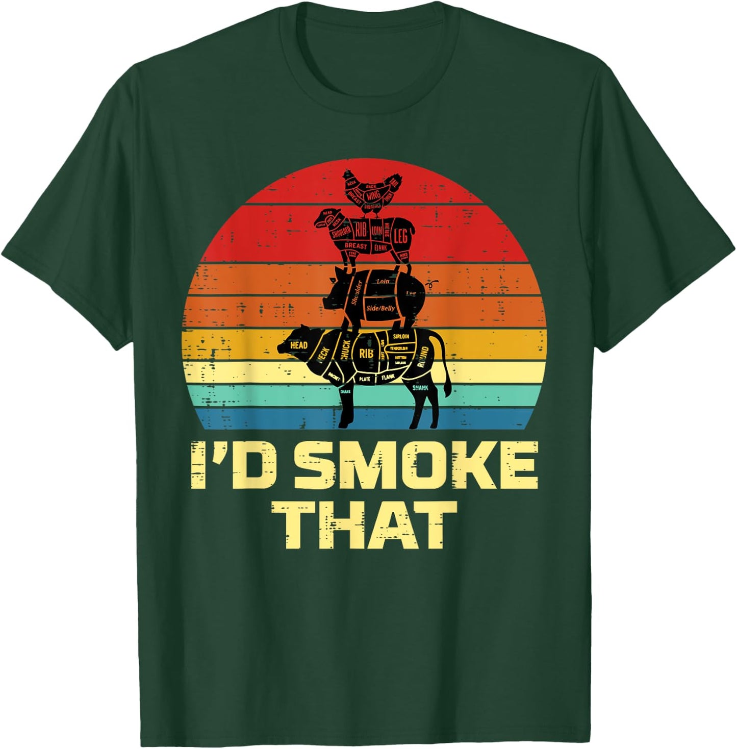 Id Grill That Retro Bbq Barbecue Grill Meat Lover Men Women T-Shirt - T-Shirt | Forest