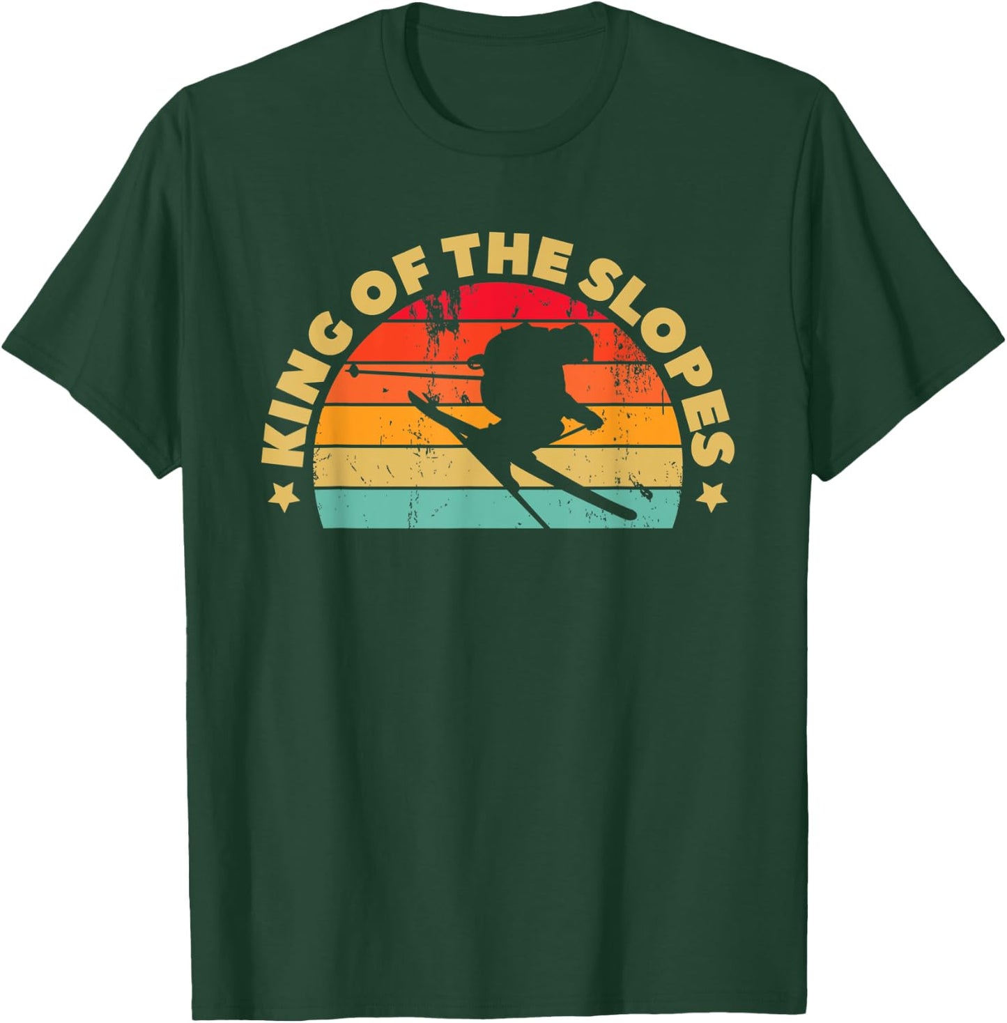 Skiing Funny Skier King Of The Slopes Ski T-Shirt - T-Shirt | Forest