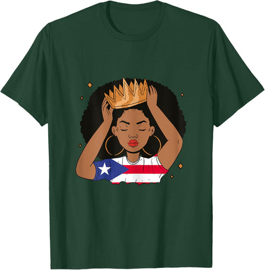Puerto Rican Afro Hair Girl Latin Melanin Puerto Rico Queen T-Shirt - T-Shirt | Forest