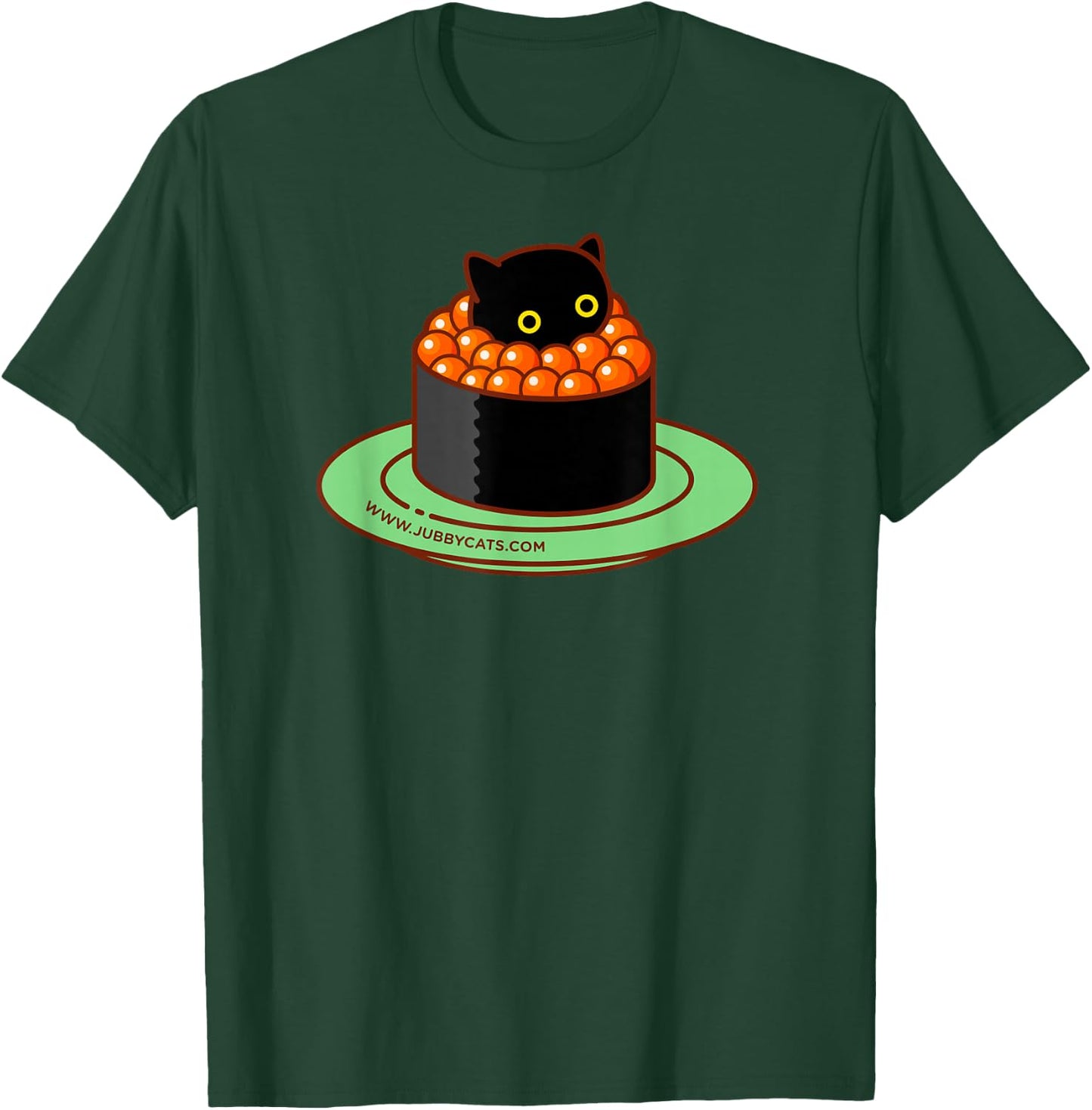 Sushi Cats - IKURA (Salmon Roe) Kawaii, Cute, Japanese Food T-Shirt - T-Shirt | Forest