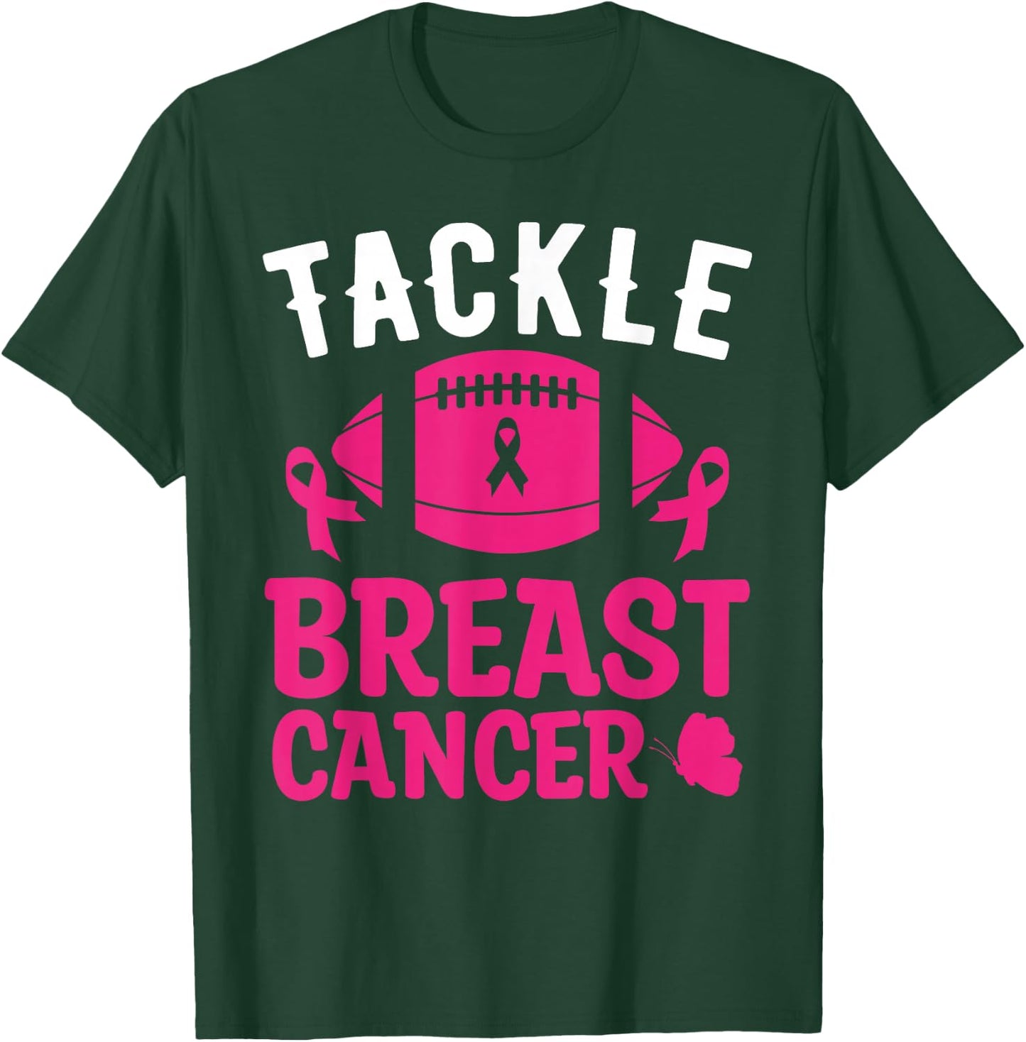 Breast Cancer Awareness Football Tackle Breast Cancer T-Shirt - T-Shirt | Forest