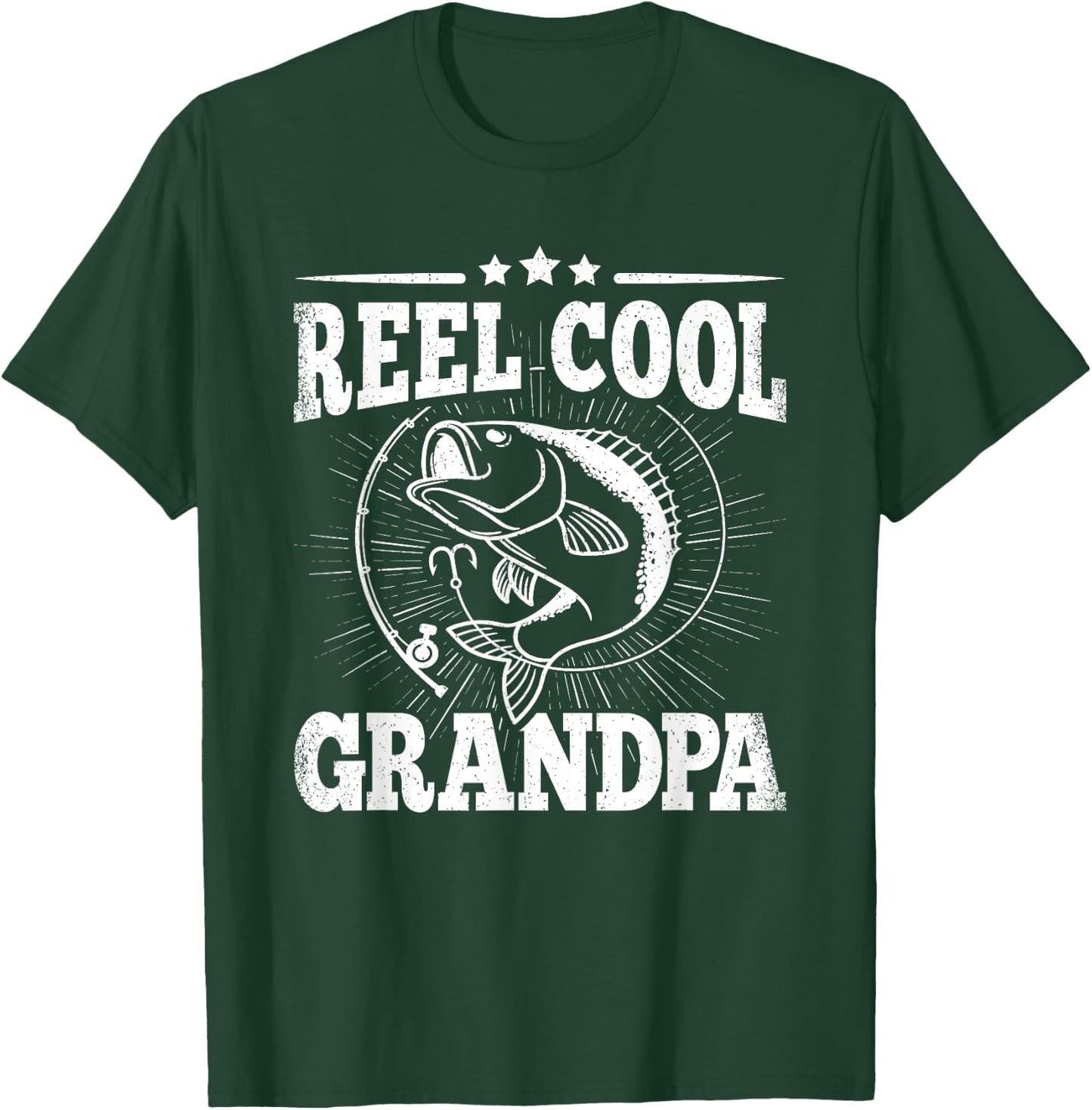 Funny Fishing Vintage Reel Cool Grandpa Grandfather Men T-Shirt - T-Shirt | Forest