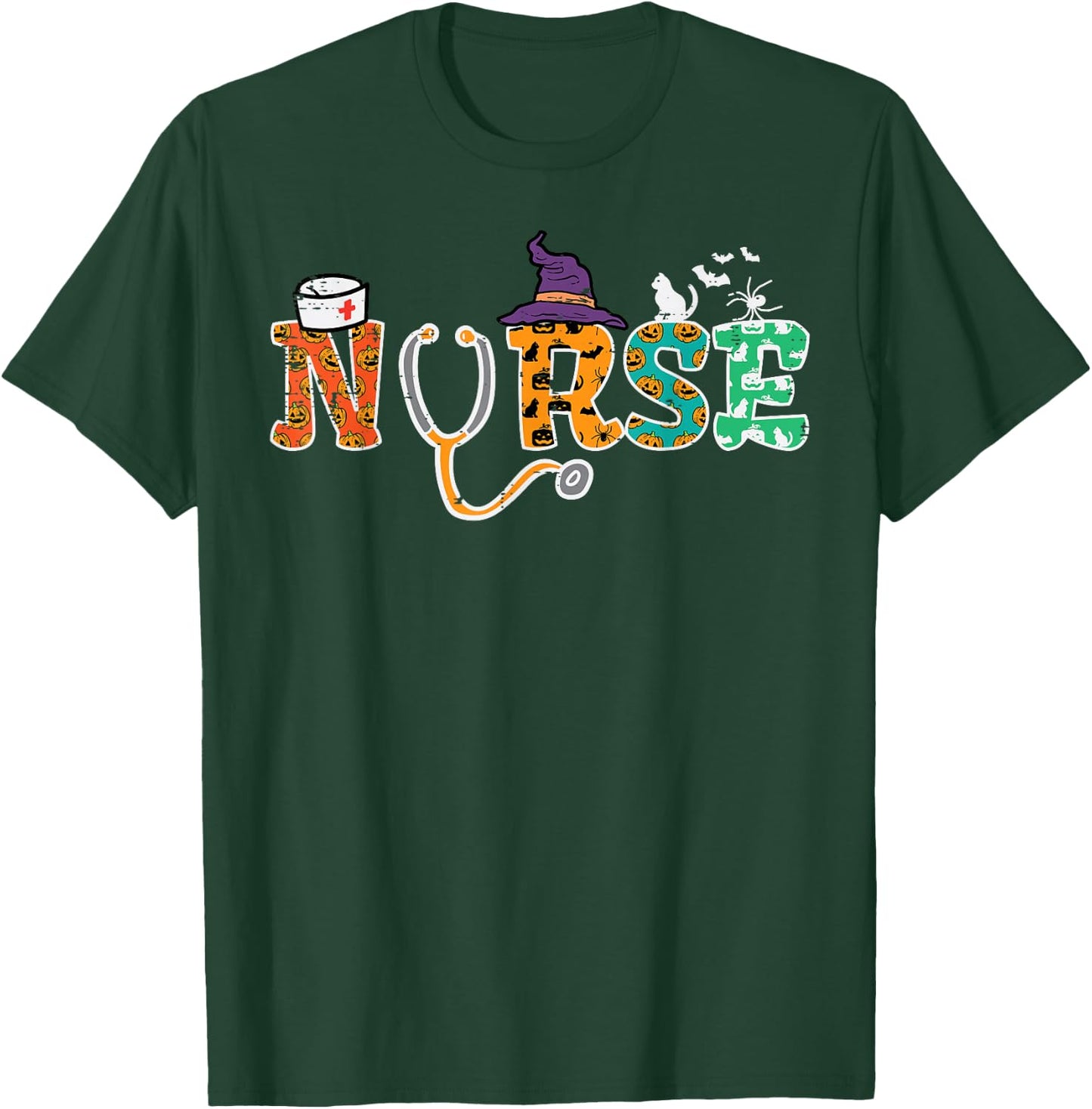 Nurse Halloween Costume RN ICU ER OB Fall Scrub Top Women T-Shirt - T-Shirt | Forest