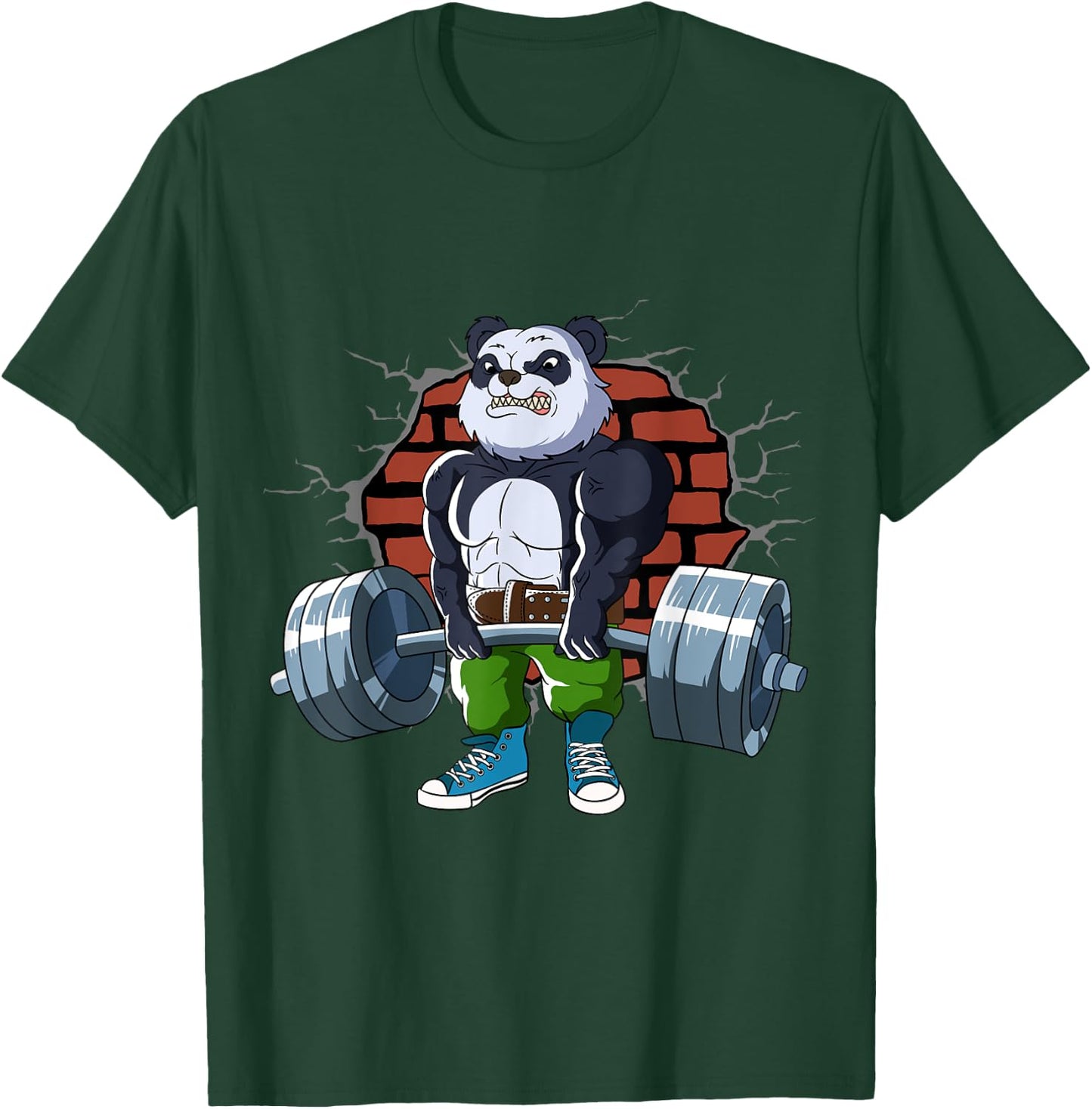 Bodybuilding and weightlifting designs Fitness Panda gains doing Deadlift Workout Training Gym T-Shirt - T-Shirt | Forest