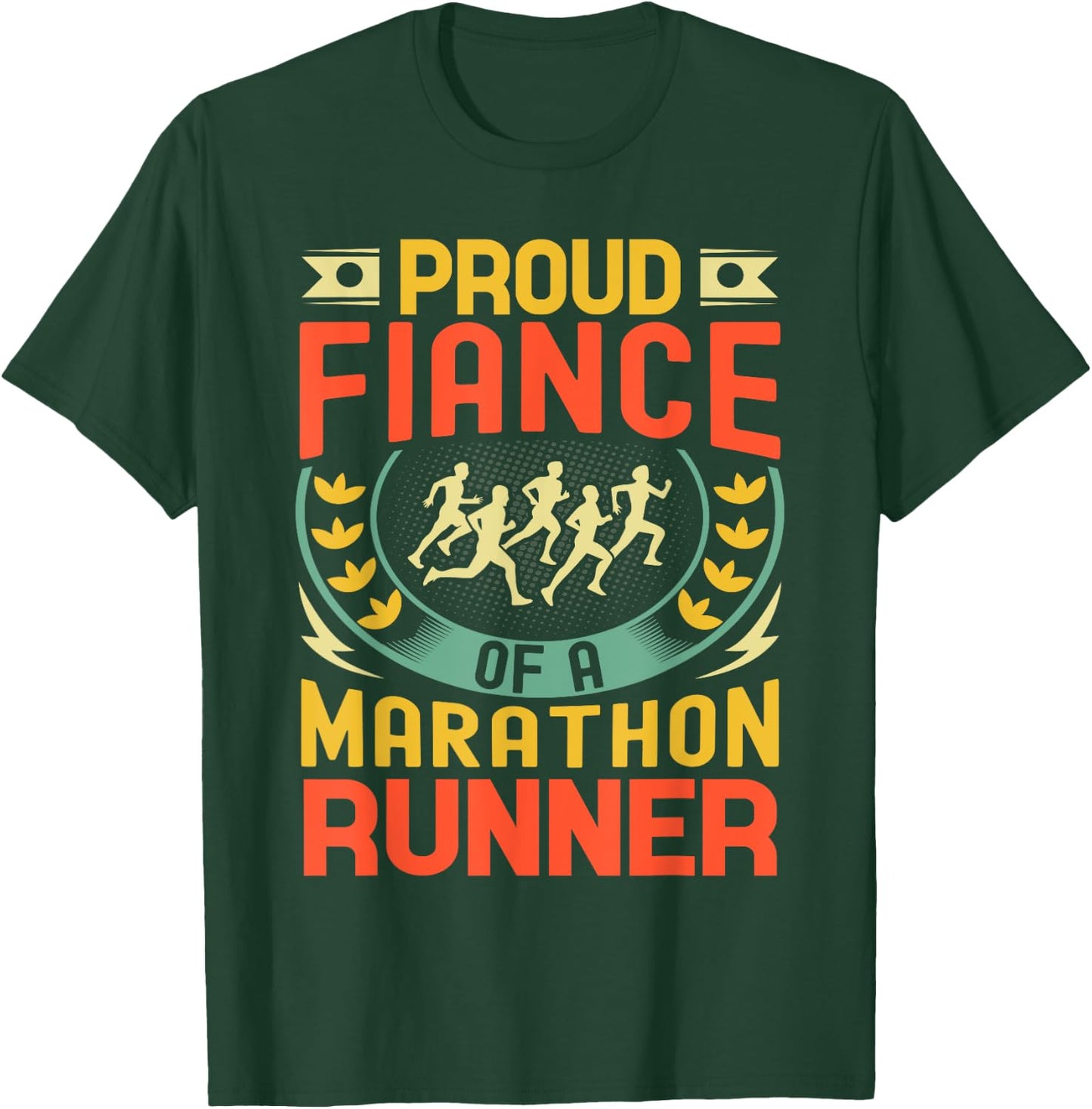 Proud Fiance of a marathon runner gifts retro vintage T-Shirt - T-Shirt | Forest