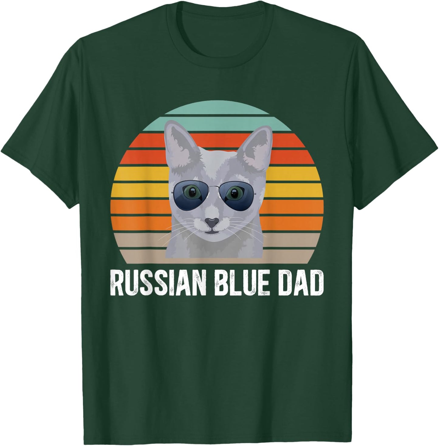 Russian Blue Dad Retro Russian Blue Cat Owner Girls Kids T-Shirt - T-Shirt | Forest