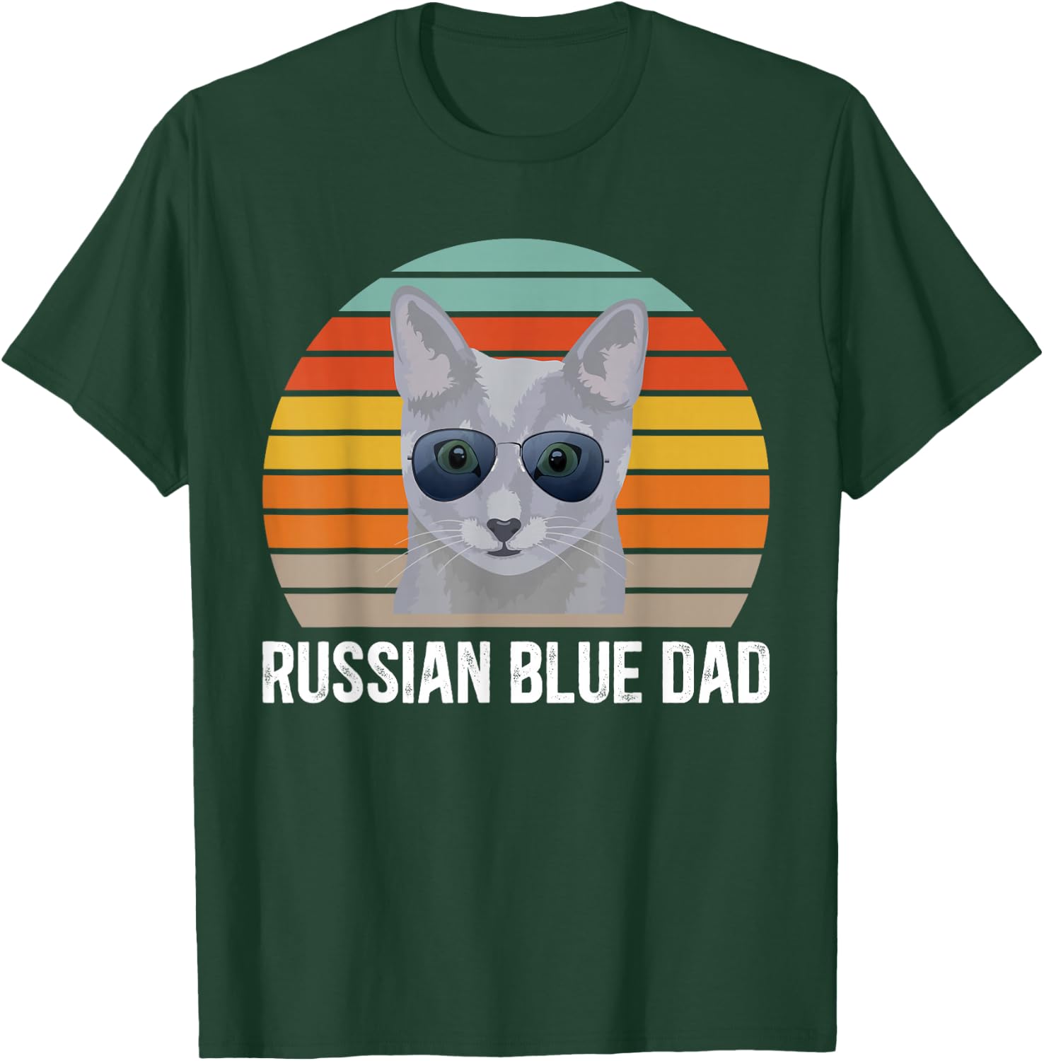 Russian Blue Dad Retro Russian Blue Cat Owner Girls Kids T-Shirt - T-Shirt | Forest