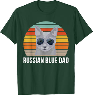 Russian Blue Dad Retro Russian Blue Cat Owner Girls Kids T-Shirt - T-Shirt | Forest