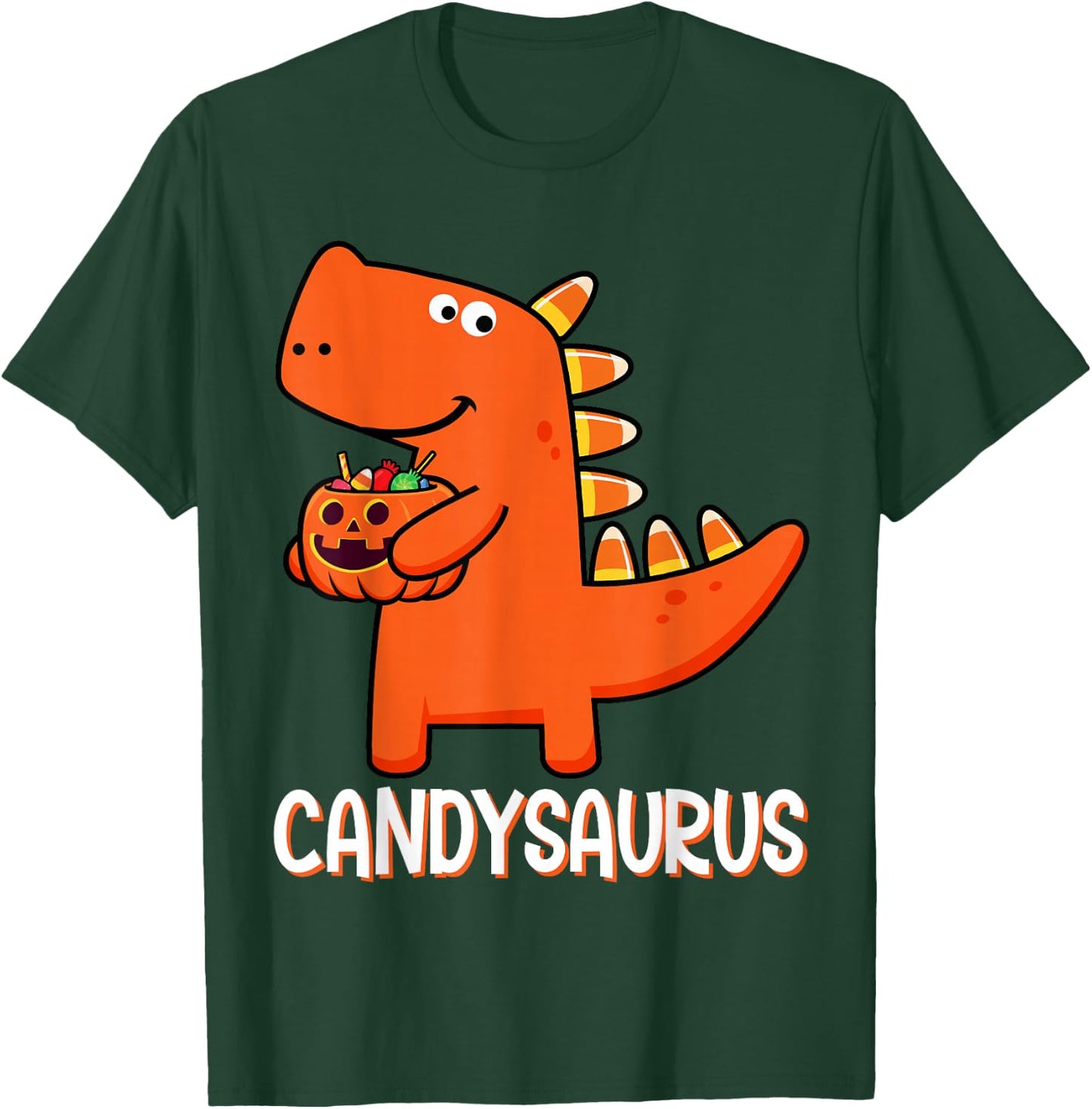 T-Rex Candysaurus Candy Corn Dinosaur Halloween Toddler Kid T-Shirt - T-Shirt | Forest