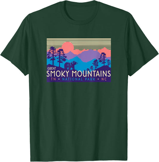 Great Smoky Mountains National Park Retro Scenery T-Shirt - T-Shirt | Forest