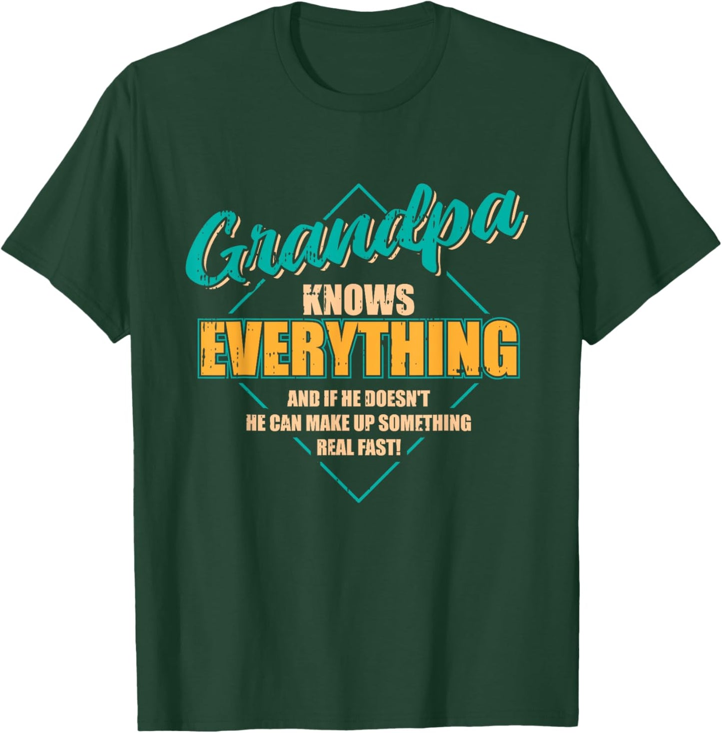 Grandpa Knows Everything Fathers Day Funny Retro Grandad Men T-Shirt - T-Shirt | Forest
