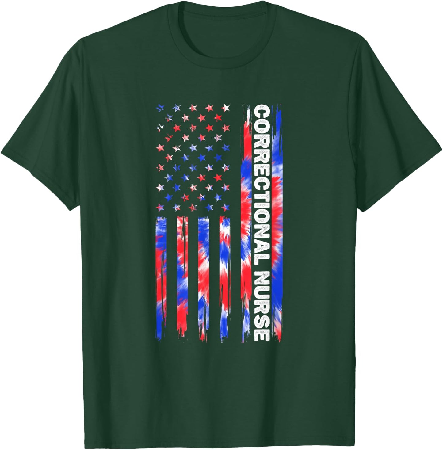 Correctional Nurse Nursing Tie Dye American Flag 4th Of July T-Shirt - T-Shirt | Forest