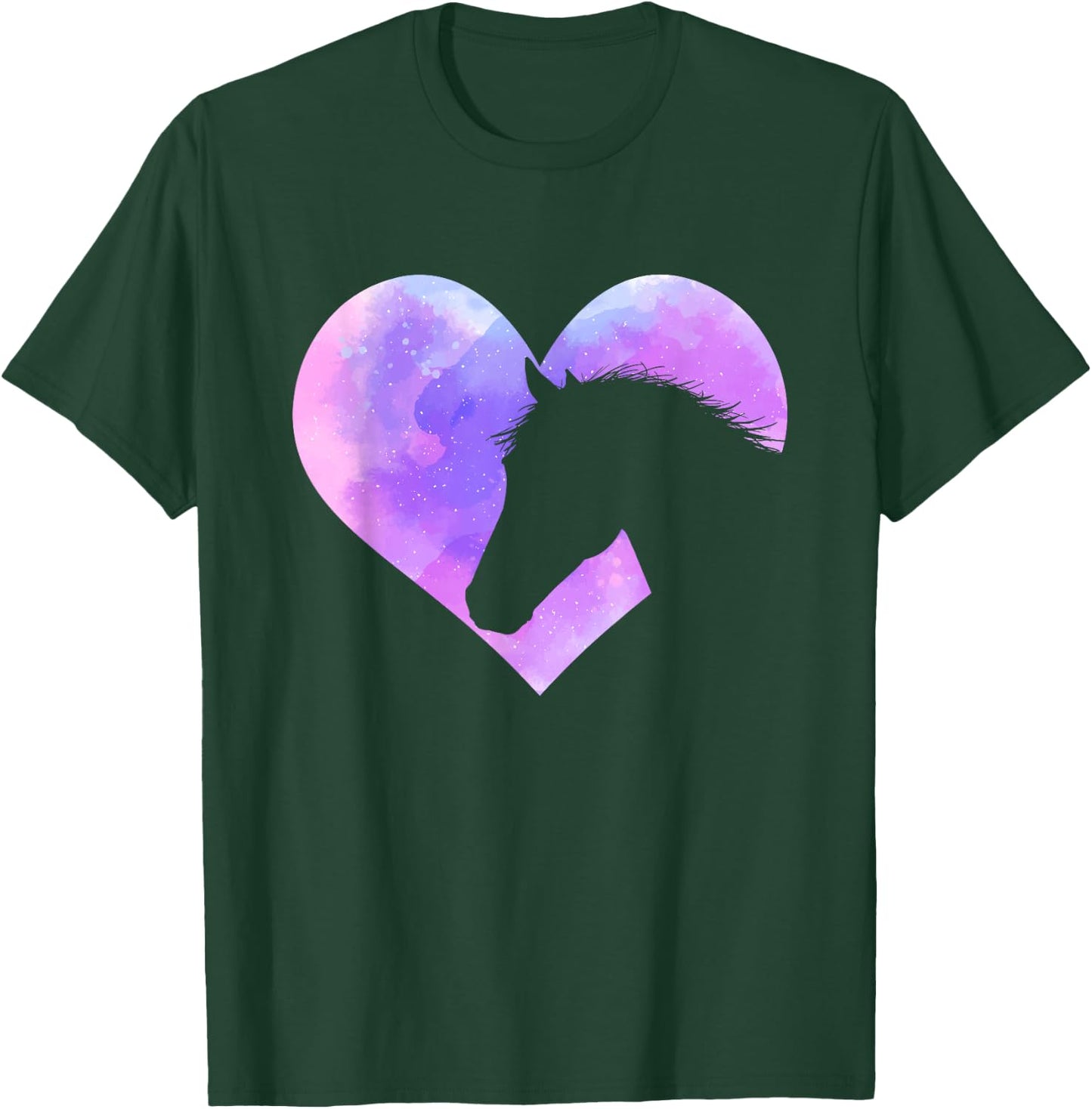 Horse Head Heart Shaped Design - Horseman Horseback Rider T-Shirt - T-Shirt | Forest