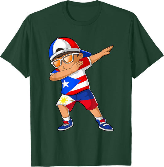 Half Puerto Rican Half Filipino Boy Puerto Rico Flag T-Shirt - T-Shirt | Forest