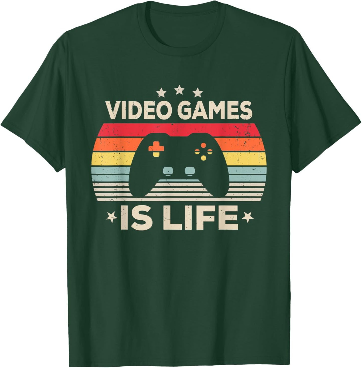 Video Games Is Life Girl Women Men Boys Gamer Gaming Vintage T-Shirt - T-Shirt | Forest