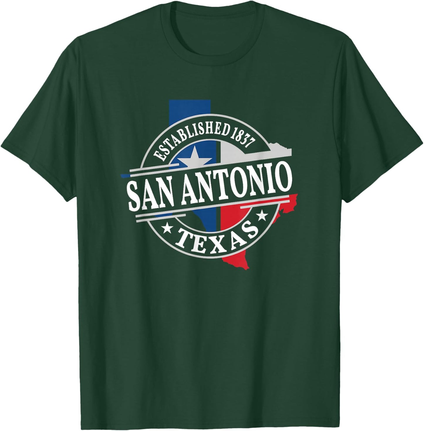 San Antonio Texas Black Heart Women's -Adults Small Short Sleeve Classic Fit Cotton T-Shirt - T-Shirt | Forest