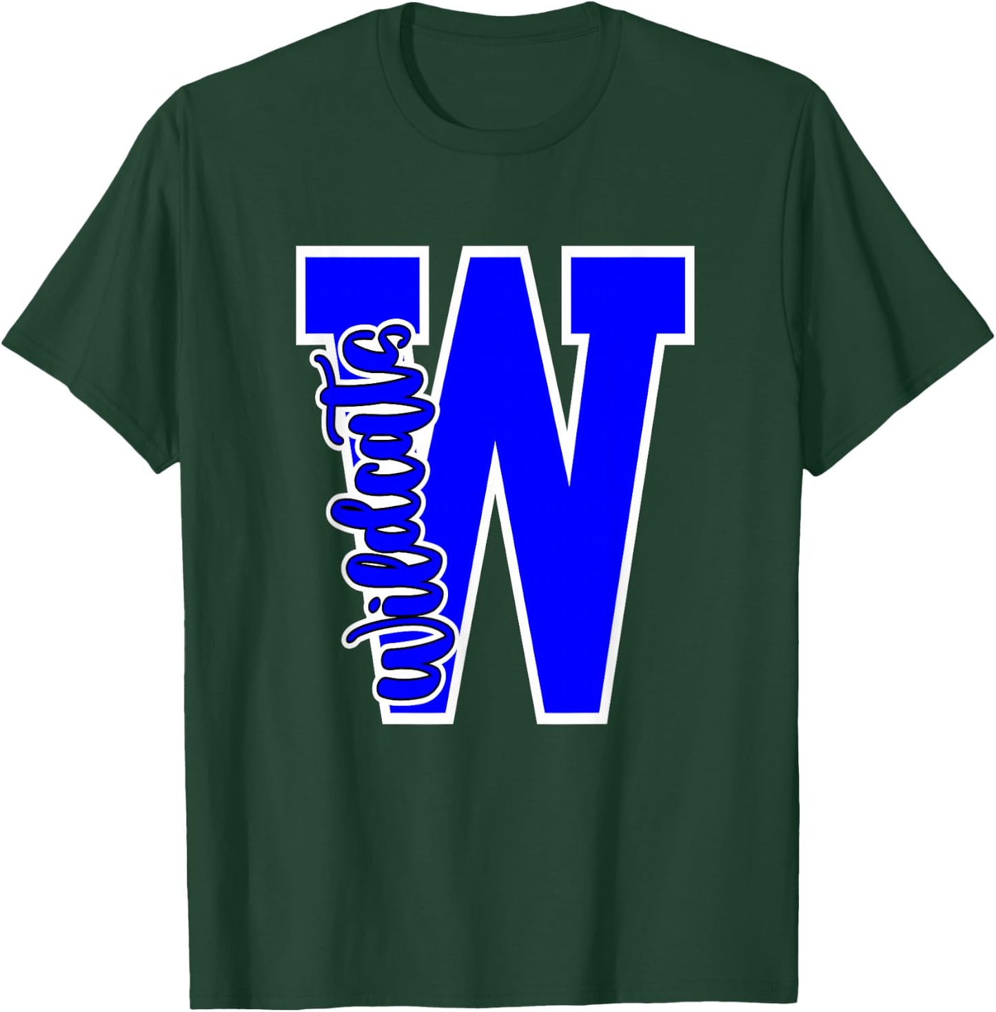 Wildcats Letter School Spirit Royal Blue White T-Shirt - T-Shirt | Forest