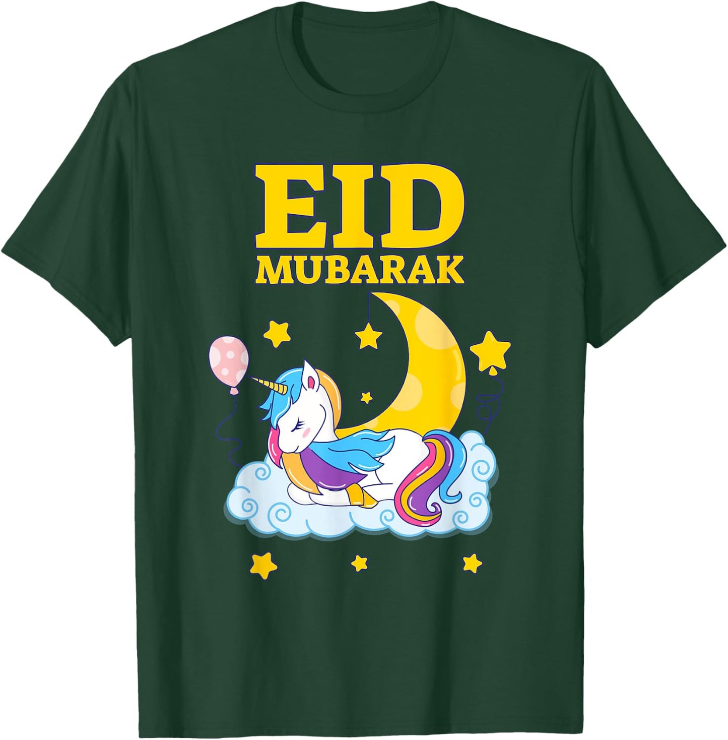 Eid Mubarak Present for kids Mom Girls Eid Mubarak Unicorn T-Shirt - T-Shirt | Forest