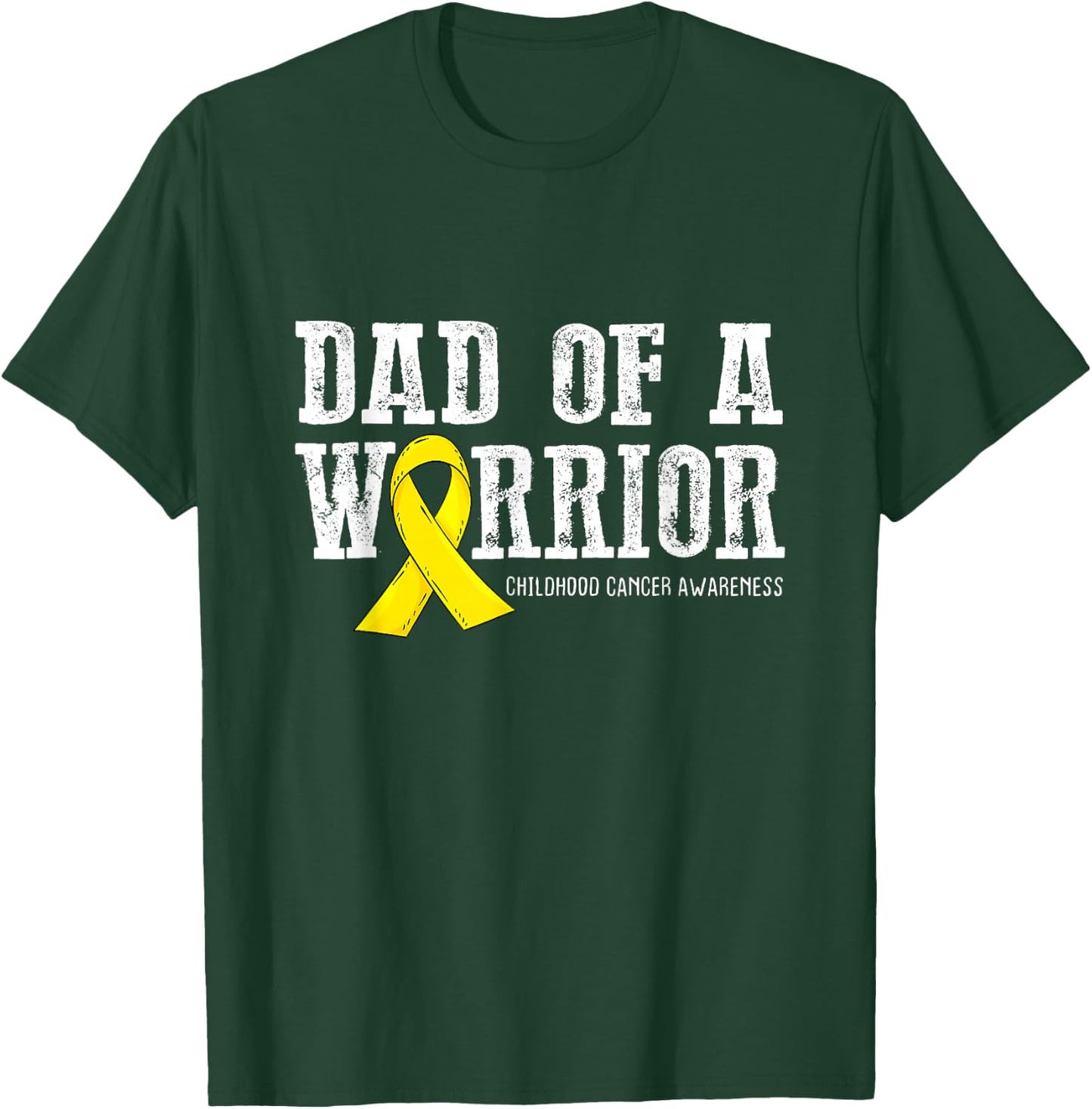 Dad of a Warrior Childhood Cancer Awareness Ribbon T-Shirt - T-Shirt | Forest