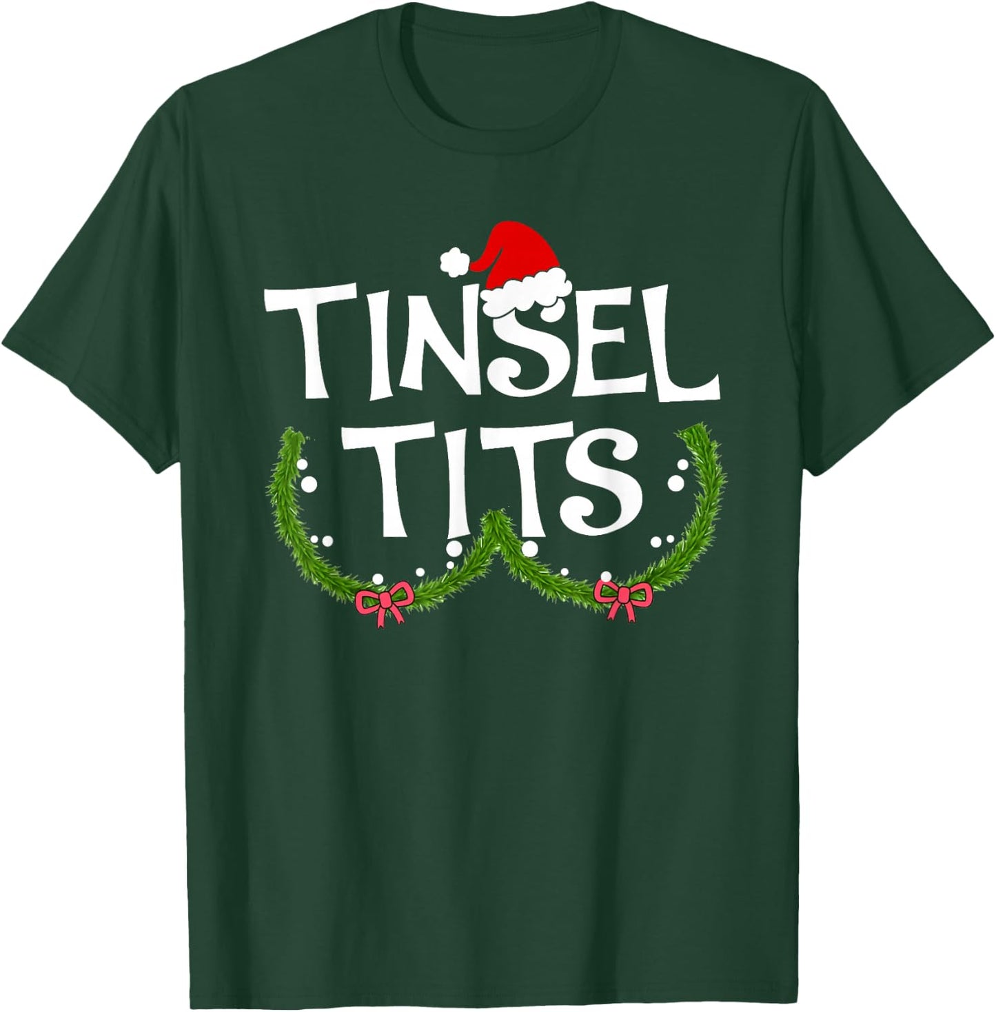 Funny Tinsel Tits Matching Jingle Balls Christmas Couples T-Shirt - T-Shirt | Forest