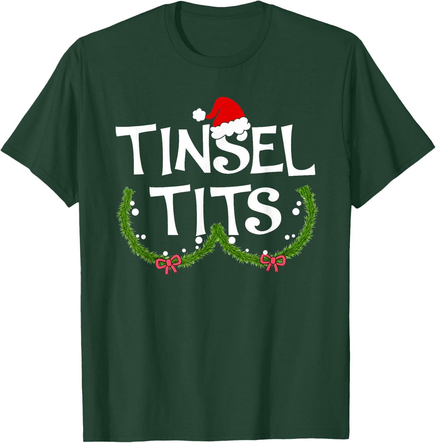 Funny Tinsel Tits Matching Jingle Balls Christmas Couples T-Shirt - T-Shirt | Forest