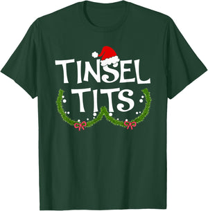 Funny Tinsel Tits Matching Jingle Balls Christmas Couples T-Shirt - T-Shirt | Forest