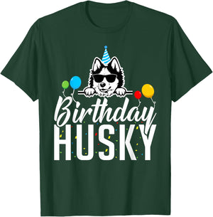 Birthday Husky Birthday T-Shirt - T-Shirt | Forest