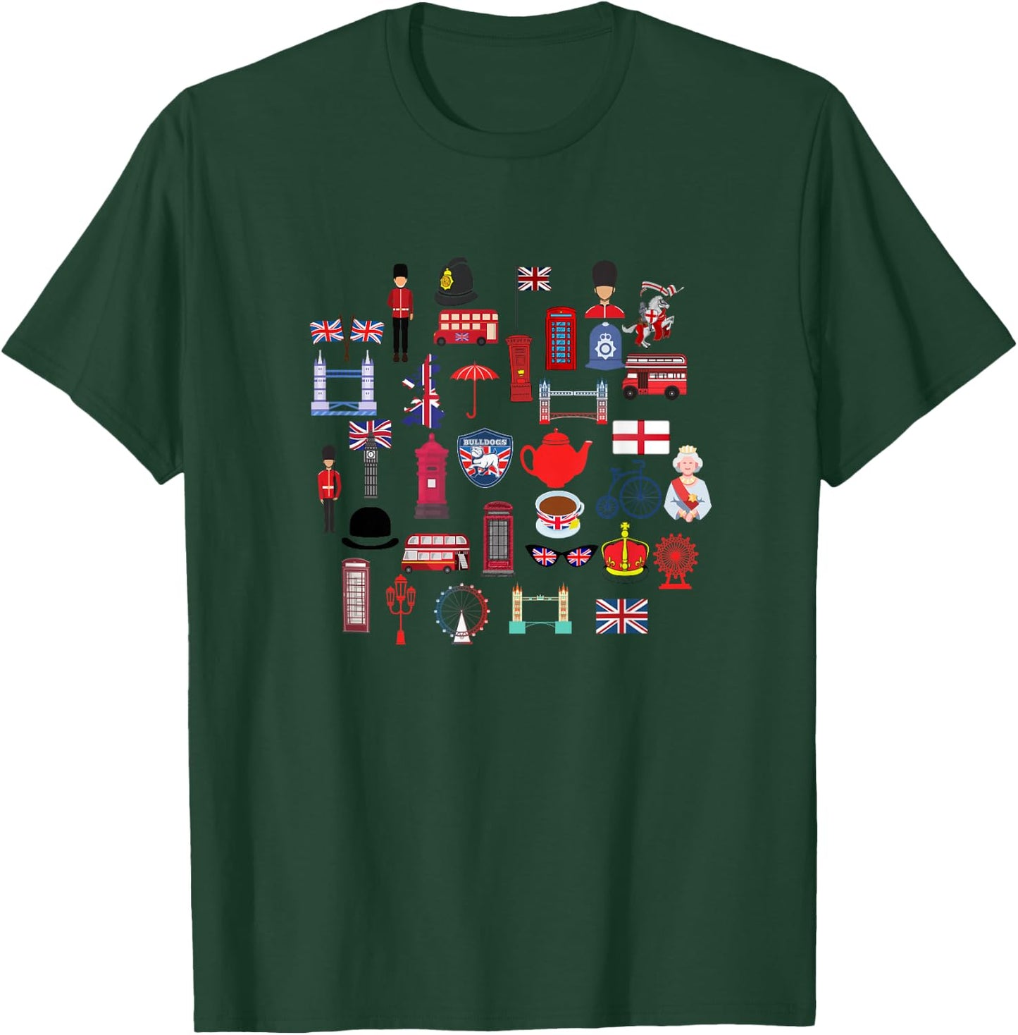 London British, England Uk, Union Jack Flags, Great Britain T-Shirt - T-Shirt | Forest