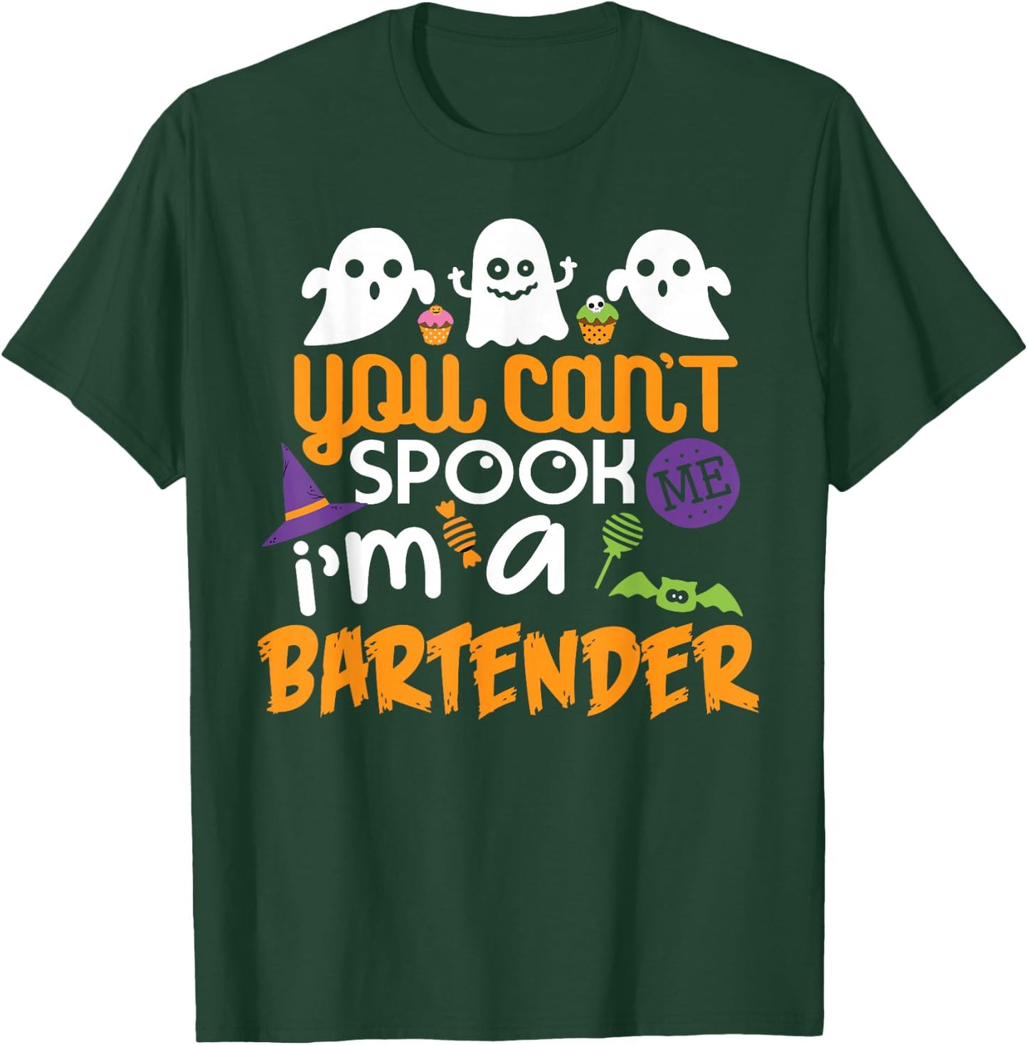 Bartender Halloween Shirt Costume Party Can't Spook Me T-Shirt - T-Shirt | Forest
