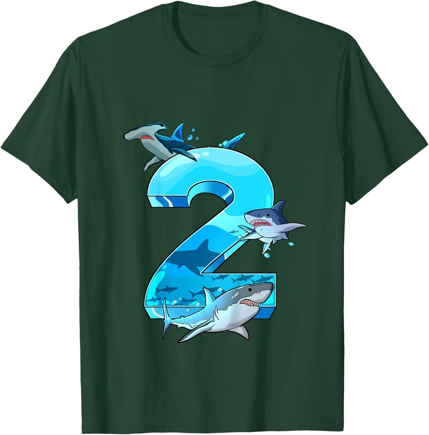 Kids Shark Boy 2 Years Birthday Child Children Birthday T-Shirt - T-Shirt | Forest