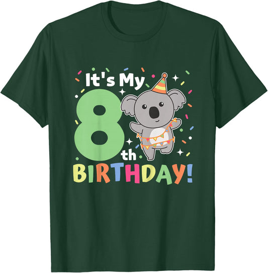 Koala 8th Birthday For Kids Eight Years Old Koala T-Shirt - T-Shirt | Forest