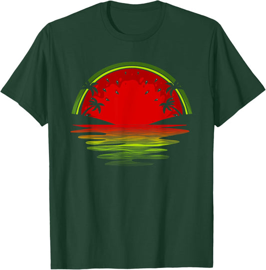 Cool Watermelon Women Tropical Sunset Fruit Summer T-Shirt - T-Shirt | Forest