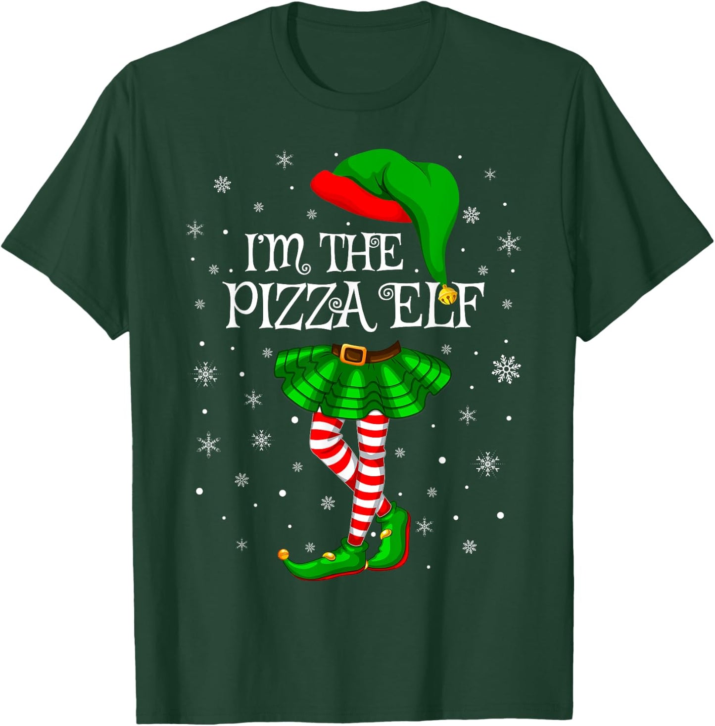 Pizza Elf Christmas Matching Family Women Girls Elf T-Shirt - T-Shirt | Forest