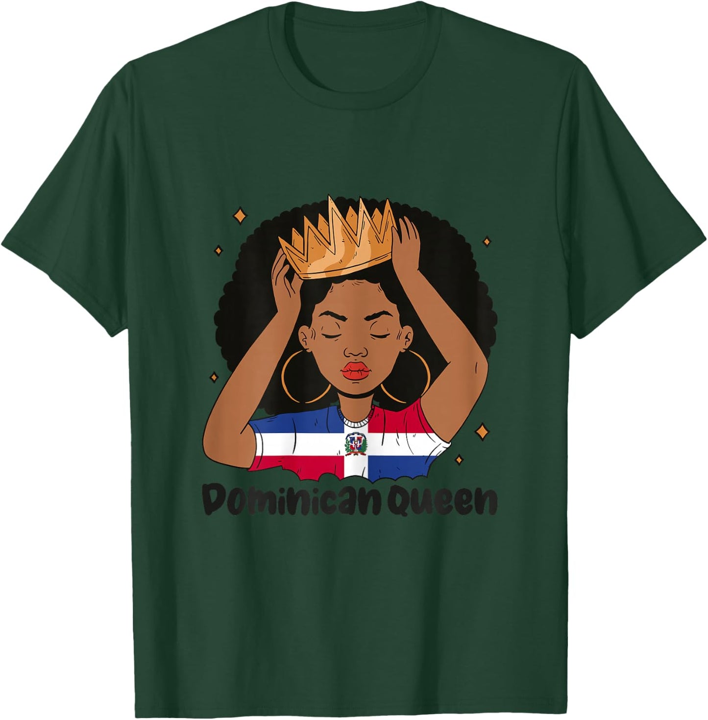 Dominican Queen Afro Hair Latina Dominicana Heritage T-Shirt - T-Shirt | Forest