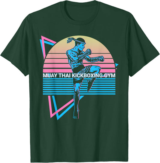 Muay Thai Kickboxing Retro Muay Thai Kickboxing Gym T-Shirt - T-Shirt | Forest