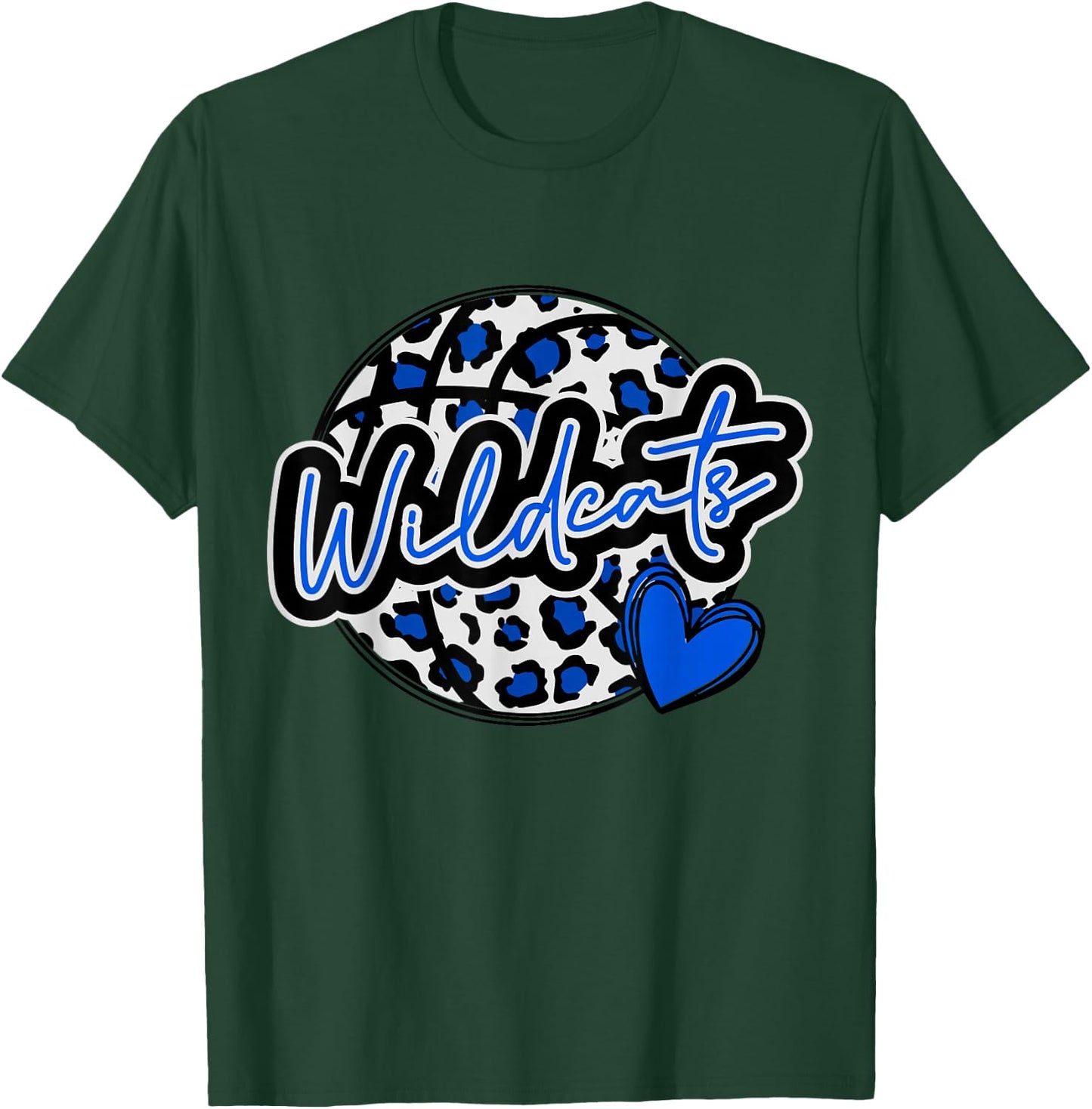 Leopard Cheetah Basketball Wildcats Blue Spirit Game T-Shirt - T-Shirt | Forest