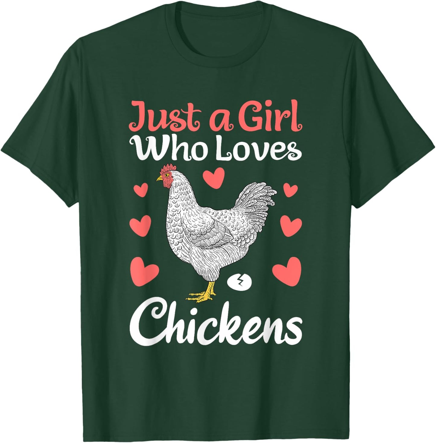 Cool Chicken Design Girls Chicken Farmer Lovers T-Shirt - T-Shirt | Forest